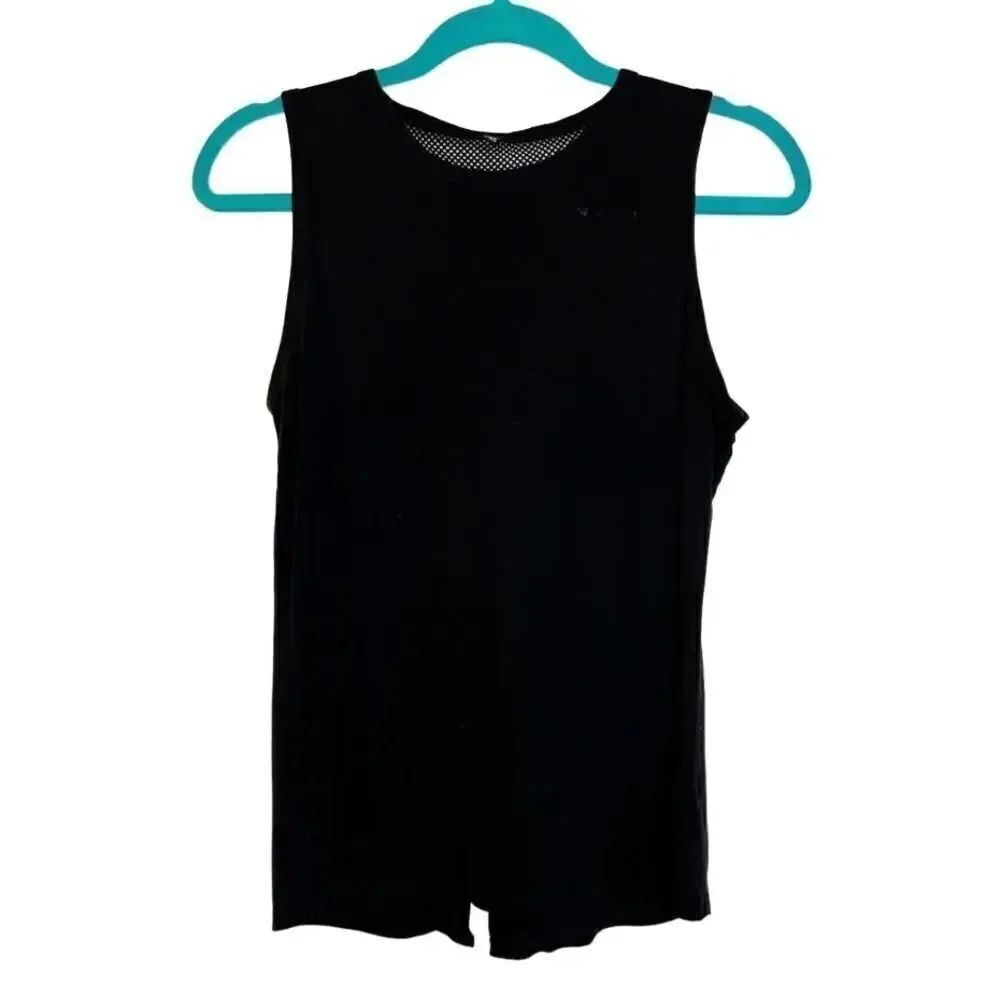 Mesh Detailing Athletic Tank Top Black Size XS